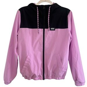 Vans Lavender/Pink and Black Hooded Windbreaker Jacket - Size XS